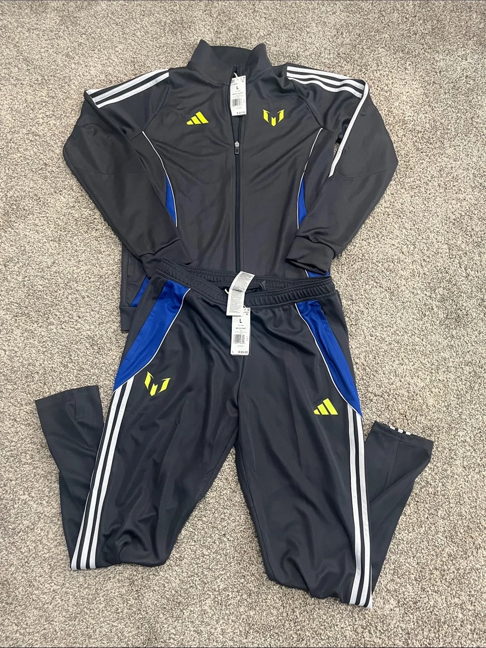 adidas Messi Dark Grey Track Jacket and Pants